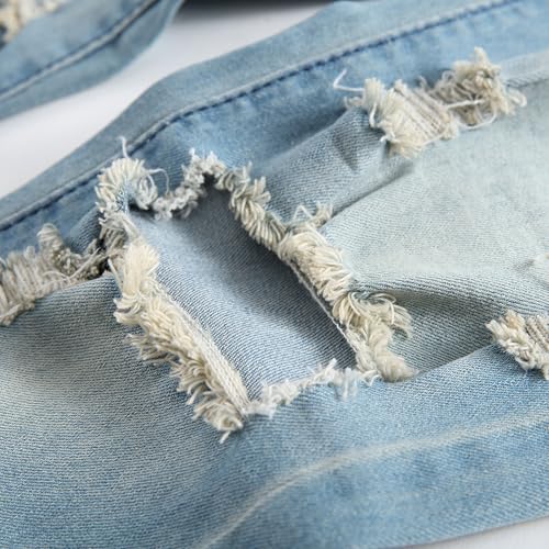 Men's Designer Solid Straight Skinny Jean Distressed Comfort Flex Waist Pants Ripped Regular Fit Stretch Jeans4