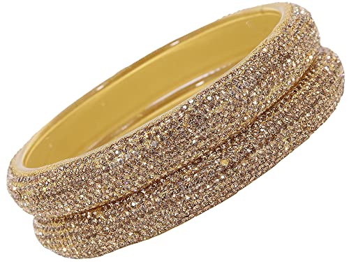 Image of NMII Glass with Zircon Gemstone and Glitter Kada Set For Women and Girls