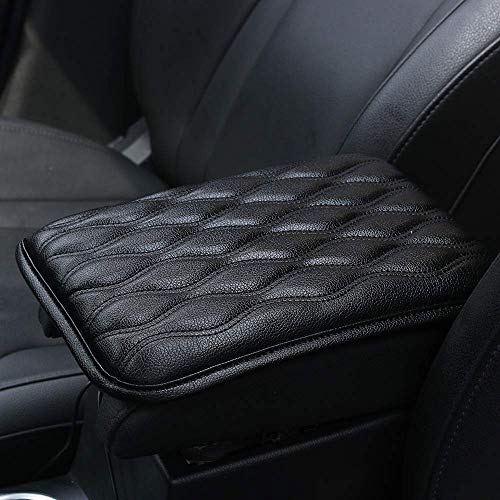 Qinu Auto Center Console Cover Armrest Pads, Pu Leather Universal Car Center Console Box Arm Rest Pads Cushion Protector (Black) #TOP9