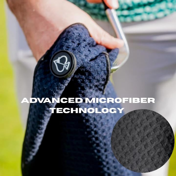 Pins & Aces Magnetic Premium Tour Towel - Lightweight and Absorbant Microfiber - Rubberized Magnet for Golf Carts or Golf Clubs - Won't Damage Clubs. 39" L x 15" W Golfing Gear (Grape) - Image 3