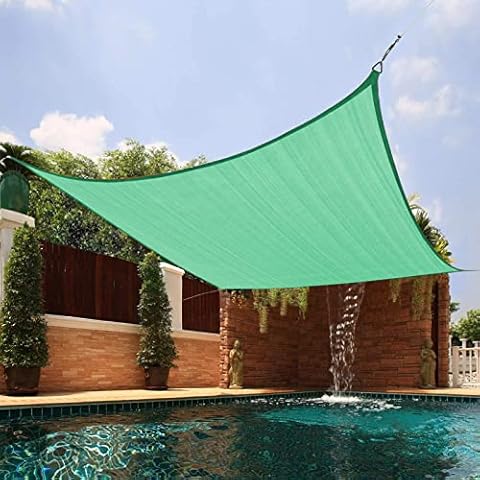 Amagenix Sun Shade Sails Canopy, Turquoise Rectangle Outdoor Shade Canopy 12' X 12' UV Block Canopy for Outdoor Patio Garden Backyard Cover