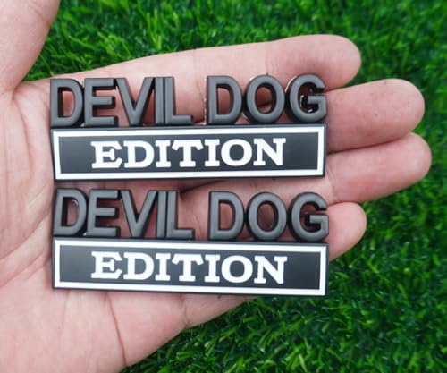 Image of 2pc Devil Dog Edition Emblem 3D Dog Edition Fender Tailgate Badges Bumper Decal Sticker Nameplate for Universal Vehicle, Car, Truck, SUV Motorcycle Accessories Decoration (Black White)