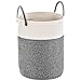 YOUDENOVA Corbeille à Linge Panier à Linge Panier de Rangement Panier Linge Sale Corde en Coton 38cm(D) x50cm(H) Gris foncé