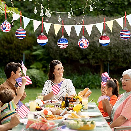 24 Pieces Independence Day Hanging Ball - 1.57" Memorial Day Sequin Hanging Ball Ornament - 4Th Of July Red White Blue Tree Decorations For Memorial Day Veterans Patriotic Usa Themed Party Supplies #TOP3