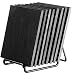 Black Square Slab Slate Coasters - Home, Kitchen Bar, Restaurant Decor Coasters with Stand - 8 Pack