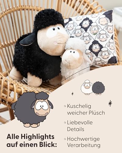 NICI Kuschelkissen Wool*y Gang Green 43 x 25cm, Weiches Plüsch, Flauschiges Kuscheltierkissen mit Schafen für Mädchen, Jungen & Babys, Rechteckiges Stofftierkissen - 49682