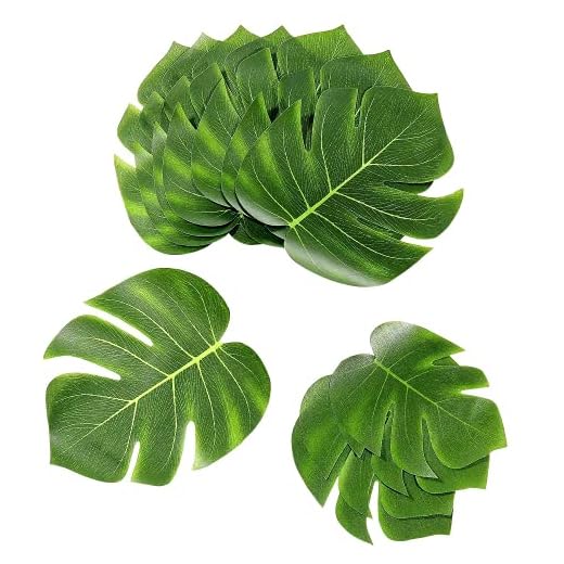 Comius Sharp 45 Piezas Hojas de Palma Tropical Artificiales, Tropicales Monstera Fiesta Hawaiian Cumpleaños Decoraciones Suministros (B)