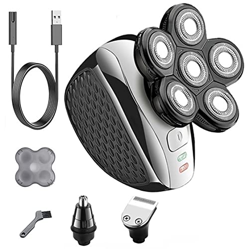 Electric Razor for Men, 6-blade Wet Dry Electric Shaver Facial Body 3 In 1 Grooming Kit Powerful Electric Razor Rechargeable Bald Shaving Machine For Men