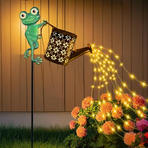 Solar Watering Can with Cascading Lights Outdoor Garden Decor