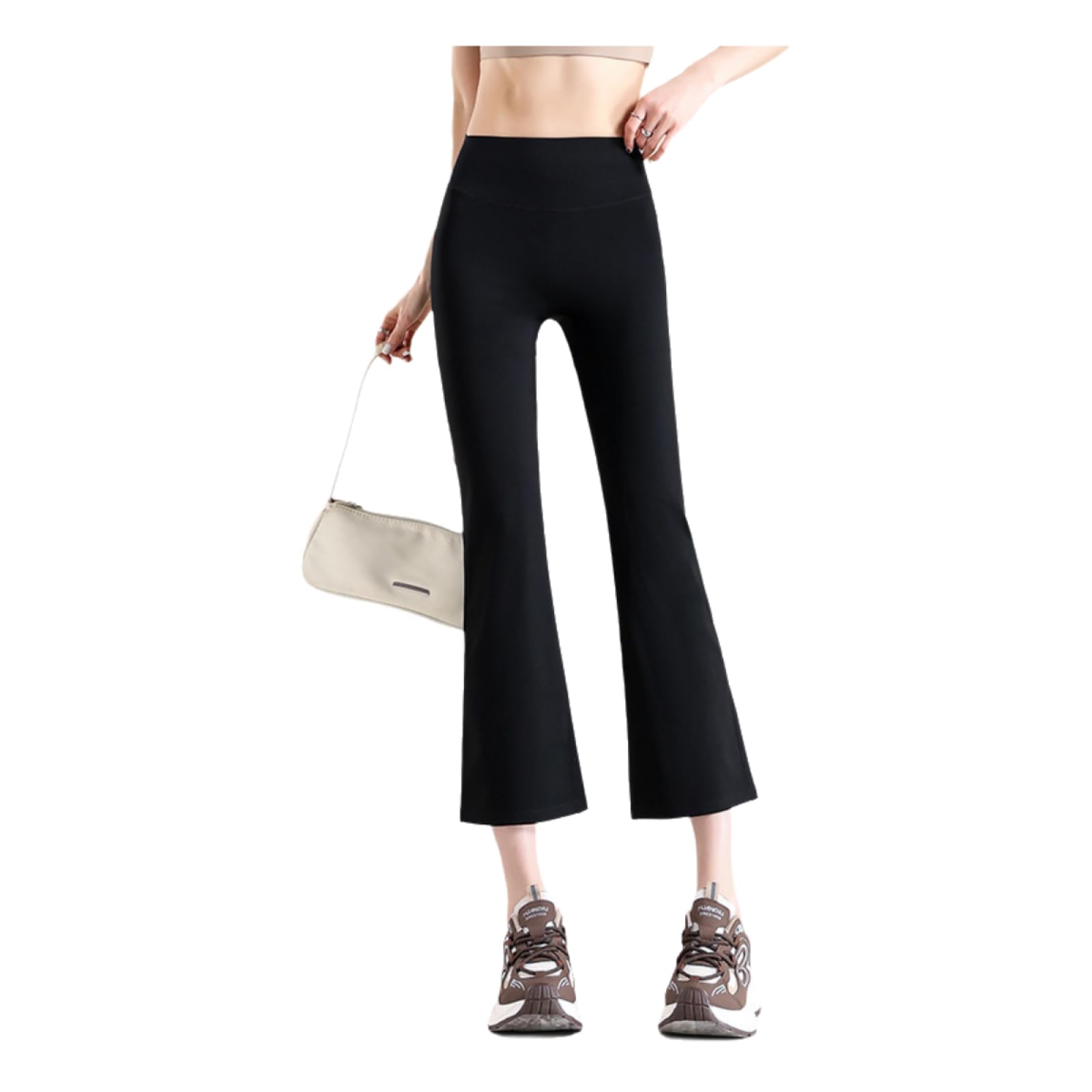 Generisch Bootcut Jazzpants damskie spodnie z dziewięciopunktowym wzorem rekina, dla kobiet, wysoka talia, spodnie rekreacyjne, wąskie, rozszerzane, spodnie do jogi, odzież wierzchnia, rozmiar S