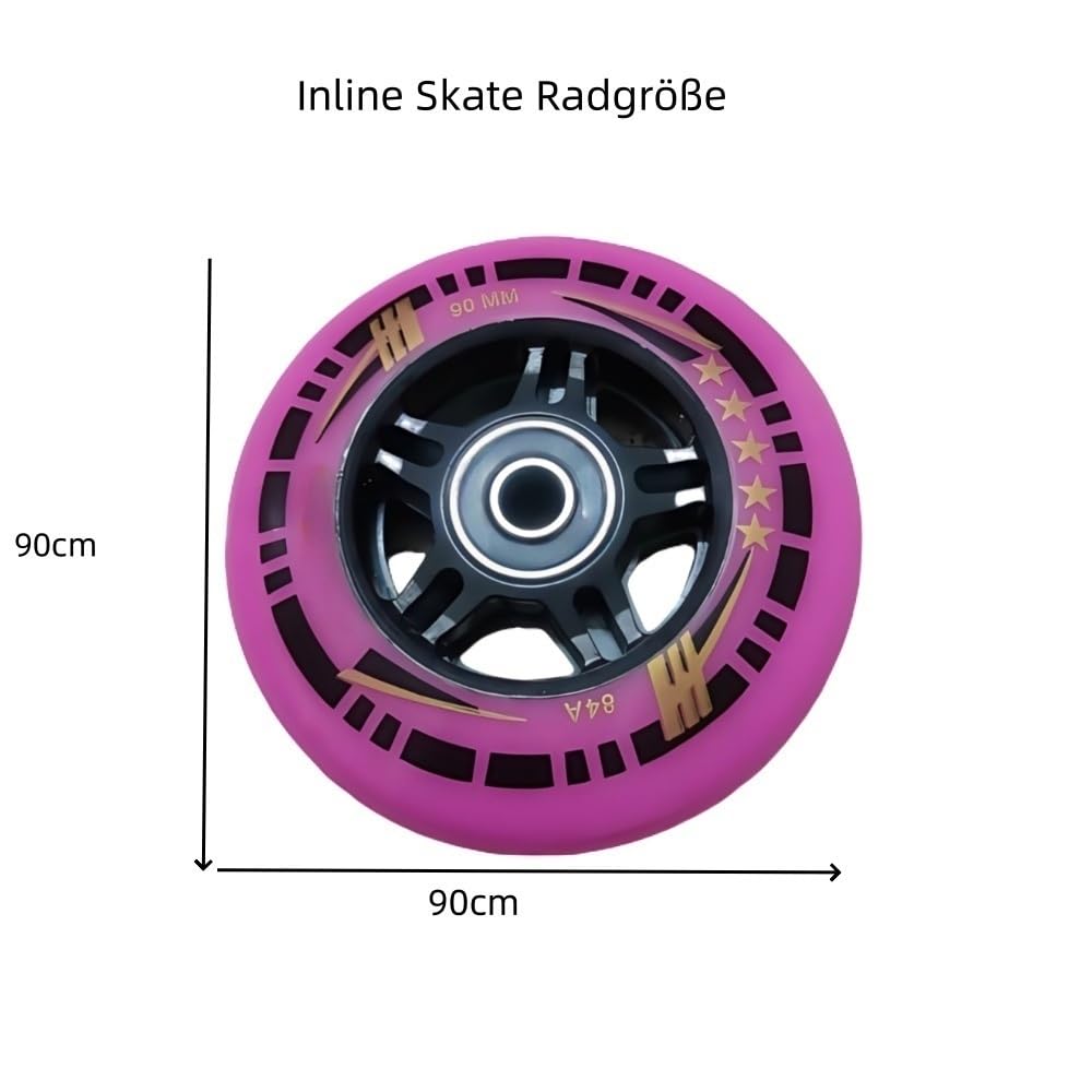 Mit Lagern Inline Skate Räder 84A Rollschuhrollen PU Material Leise, langlebig,Sanftes Gleiten 90 MM 8Er Pack Geeignet für Asphalt und Beton(Grün)
