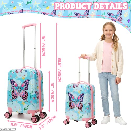 Image of Kid's Luggage Set 5 Piece Suitcase Set 16'' Hardside Luggage with Spinner Wheels Girls Carry on Toddler Luggage Travel Rolling Luggage Carry on Luggage Airline Approved