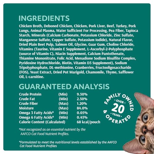 Image of Optimeal Grain-Free Wet Cat Food Pouches - Chicken & Turkey in Savory Gravy, High Protein & Moisture-Rich Tender Morsels, Indoor Adult Cat Food Wet with Natural European Ingredients, 3 oz (Pack of 12)