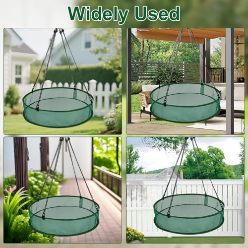 2 Stück Vogelfutter Auffangschale Durchmesser 51 cm Hängende Vogelfutterhäuser Verstellbarem Futterschale Vögel für Außenbereich Garten (Grün)