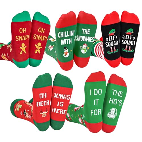 Calcetines de Navidad elásticos que no aprietan el tobillo, pack de algodón multicolor