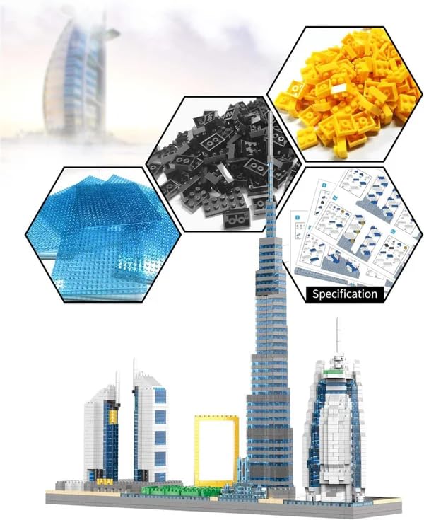 Image of Dubai Skyline Landmark Building Block Set - 3000+ PCS,Architecture Model Building Blocks Set for Kid,Adult Educational Toys Gift [6+ Year olds]