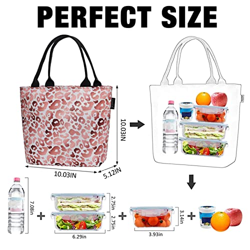 Aosbos Leopard Lunch Bag Women Insulated Lunch Tote Bag Meal Prep Lunch Box Purse Lunchbox For Adults Portable Cooler Bag Bento Box Bag Lunch Bag Purse For Work Travel Picnic, Pink Leopard Print #TOP1
