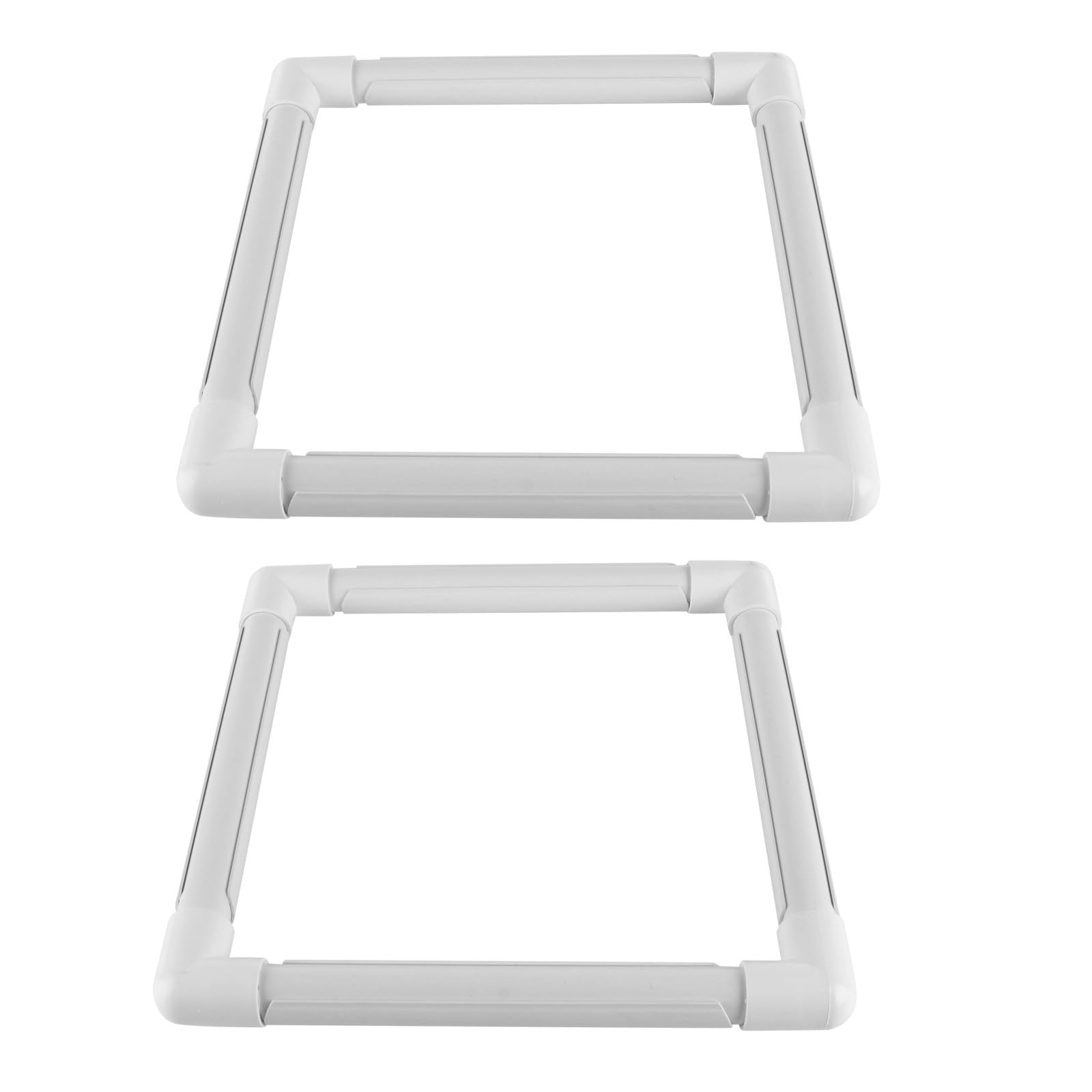 VILLCASE 2 Pezzi Telaio Ricamo Quadrato in Plastica Bianco Design Portatile e Morsetto Sicuro per Progetti di Pittura su Seta e Cucito Fai-da-te