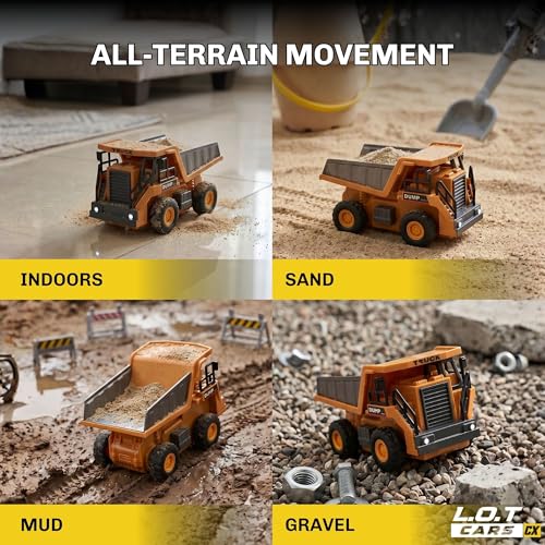 Image of Rumble 1:64 RC Dump Truck, 6 Channel Rc Truck 4x4, Toy for Kids, Rechargeable Engineering Car, Heavy Duty Machine Construction Toy with Lights & Music (Yellow)