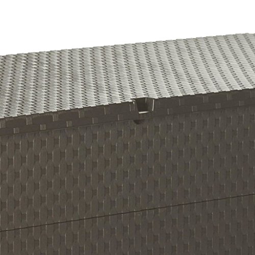 Tidyard Auflagenbox Kissenbox Gartenbox Abschließbar, Rattan Optik, 420 Liter, Polypropylen, Braun, 120 x 56 x 63 cm – Bild 7