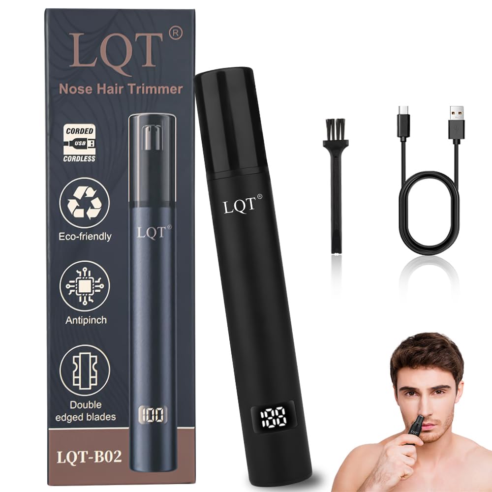 Nose Hair Trimmer for Men Ear Hair Trimmer with LED Display Rechargeable Painless with Type-C Port for Travel