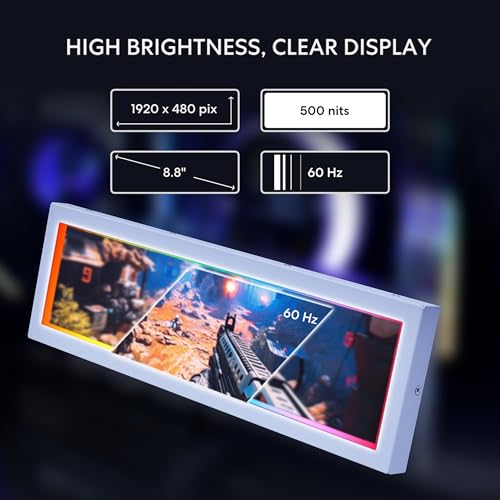 Image of Lian Li 8.8 inch Universal Screen (US88v1) for PC - Adjustable Mounting for Any Computer Setup - Customizable ARGB Frame - PC Temperature Display Panel - LCD Screen Disply - Mini Monitor - SM088W (White)