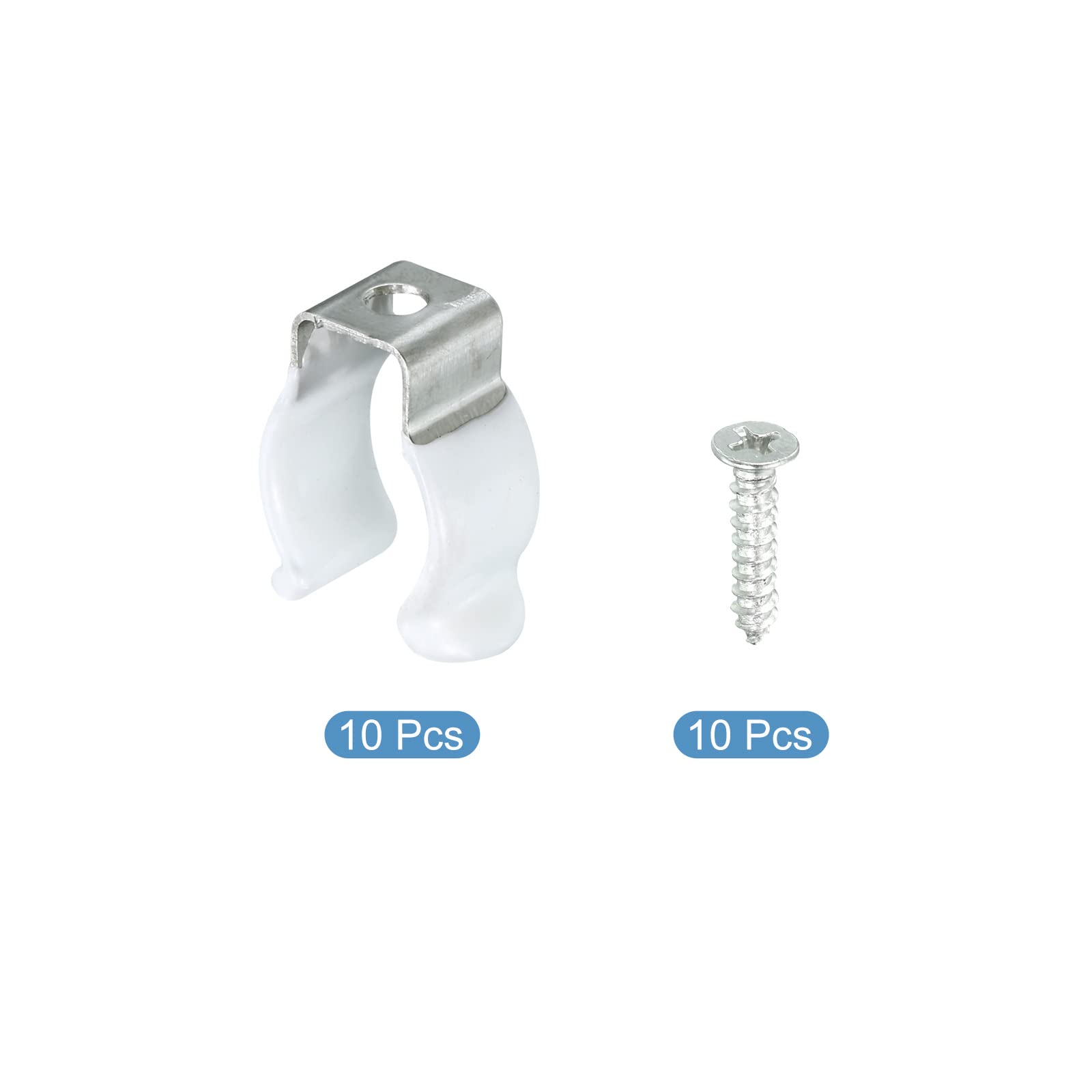 sourcing map 10 Piezas Soportes para Tubo Fluorescente T5, U Clips para Tubo LED Luz, Soporte Abrazadera Acero Inoxidable de Montaje con Tornillos