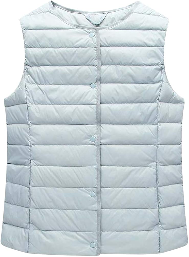 Icegrey Women's Collarless Lightweight Gilet Quilted Zip Vest Blue 16