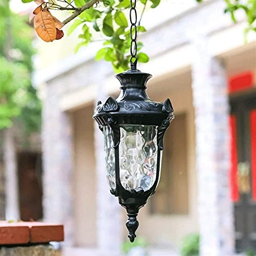 Lanterne suspendue extérieure classique E27 et lustre réglable noir mat étanche