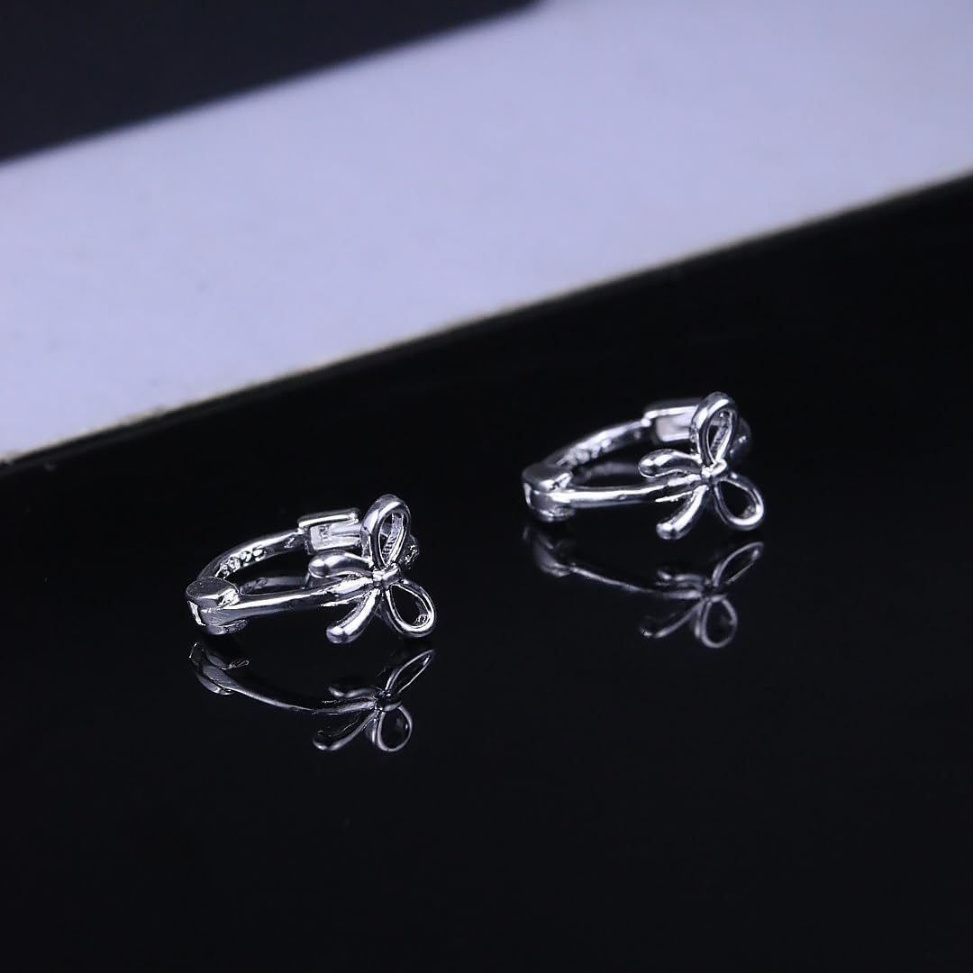 Bow Earrings for Women Small Silver Bow Ribbon Stud Earrings Dainty Bowknot Earring Hypoallergenic Christmas Jewelry Gift Accessories - Image 4