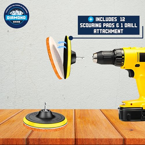 Diamond Shine 21-Piece Drill Power Scrubber Attachment Set – Scrub Brushes, Hook-and-Loop Pads, Sponges & 6" Extension for All-Purpose Cleaning by Diamond Shine - Image 7