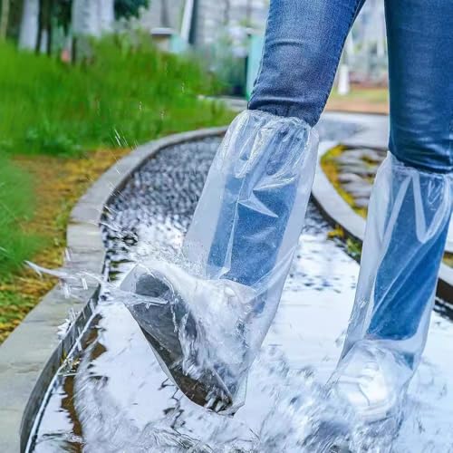 10 Pairs Disposable Rain Shoe Cover, Waterproof Thickened Tall Foot Cover, Rain Wear Outdoor Rafting Snowproof2