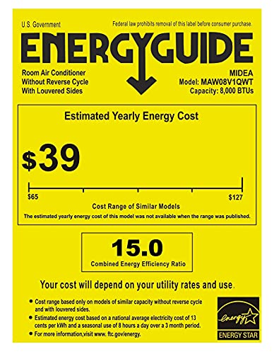 Midea U Inverter Window Air Conditioner 8,000BTU, U-Shaped AC with Open Window Flexibility, Robust Installation,Extreme Quiet, 35% Energy Saving, Smart Control, Alexa, Remote, Bracket Included
