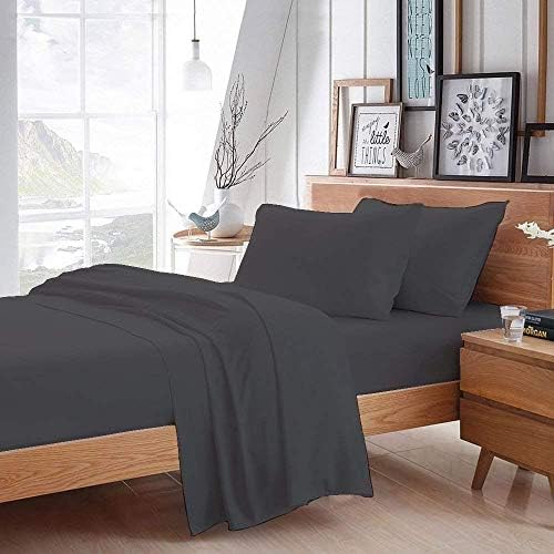 Heavy 1500 Thread Count Egyptian Cotton Full Size 4-PCs Bed Sheets Set (1 Fitted, 1 Flat, 2 Pillowcase) Fits 10-12" Deep Pocket, (Solid, Grey)