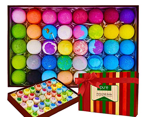 Natural Bath Bombs Gift Set - Individually Wrapped Luxury Bulk Bath Bomb Gift