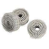 marddpair 3600 Count 2-Inch x .090-Inch 15-Degree Ring Shank Stainless Steel Siding Nails Collated Wire Coil for Wood Siding or Fencing