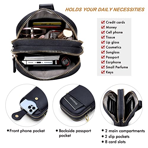 RONSIN Leather Small Crossbody Purse for Women Cell Phone Bag Holder Wallet Purse Travel Pouch Adjustable Strap3