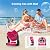 Ausic Portable Misting Fans, [Max 35H Runtime] Pink Outdoor Cooling Fan for Patios, 8 Inch Battery Operated Rechargeable Fans, Water Spray Fan with LED Light for Pets/Travel Beach Camping Essential
