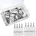60 Pieces Mini Hinges Retro Door Hinges and 300 Pieces 7 mm Mini Hinge Screws with Storage Box, 2 Sizes (Silver)