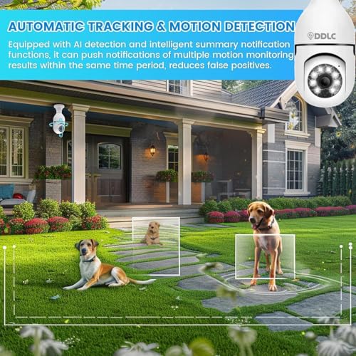 Image of DDLC 3MP WiFi Light Bulb Camera for Home Indoor | 360 View | Full HD | Night Vision | Motion Detection | Two Way Audio | Wireless Home Security Camera with Mobile App V380 Pro (Light Bulb)
