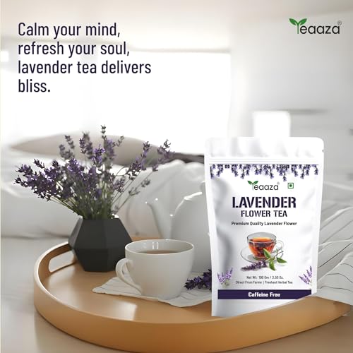 Image of Teaaza Lavender Flower Tea, 100 Gm-100 Cups, For Sleep, Relaxation, Skin Glow, PCOS & Weight Management | Herbal Tea - Flower Based - GMO-Free - Caffeine Free