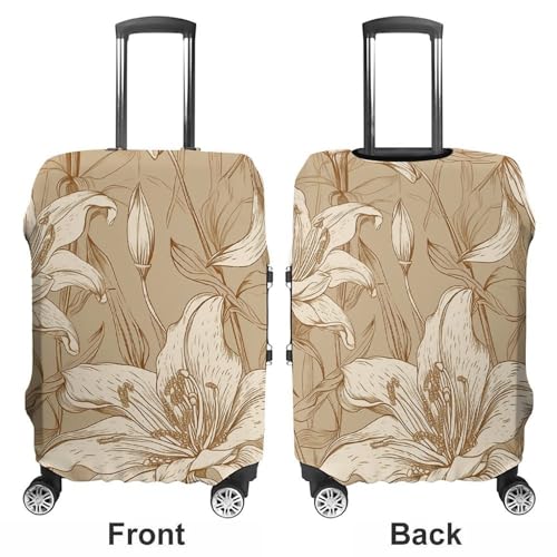Carry on Luggage Cover Beige Line Drawing Suitcase Covers for Luggages Tsa Approved Travel Luggage Sleeve Protector Elastic Suitcase Protector Anti-Scratch Washable Fits 19-30 Inch Case -S3