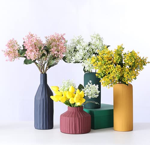 6 Bunches 15” Artificial Flower Winter Jasmine,Outdoor Uv Resistant No Fade Artificial Flower,Fake Small Wild Flowers For Kitchen Table Centerpiece Vase,Greenery Wedding Backdrop Arch Wall (White) #TOP3