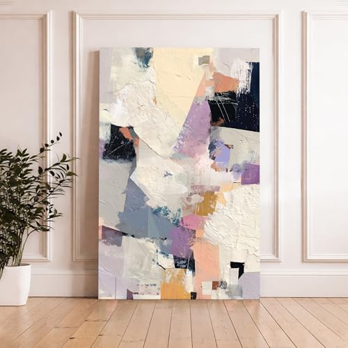 Image of Modern Abstract Stretched Canvas Painting For Living Room | Colorful Expression Stretched Canvas Wall Art For Livingroom Home Decor, Bedroom, Hallway's, Office, Hotel - 56x86 cm