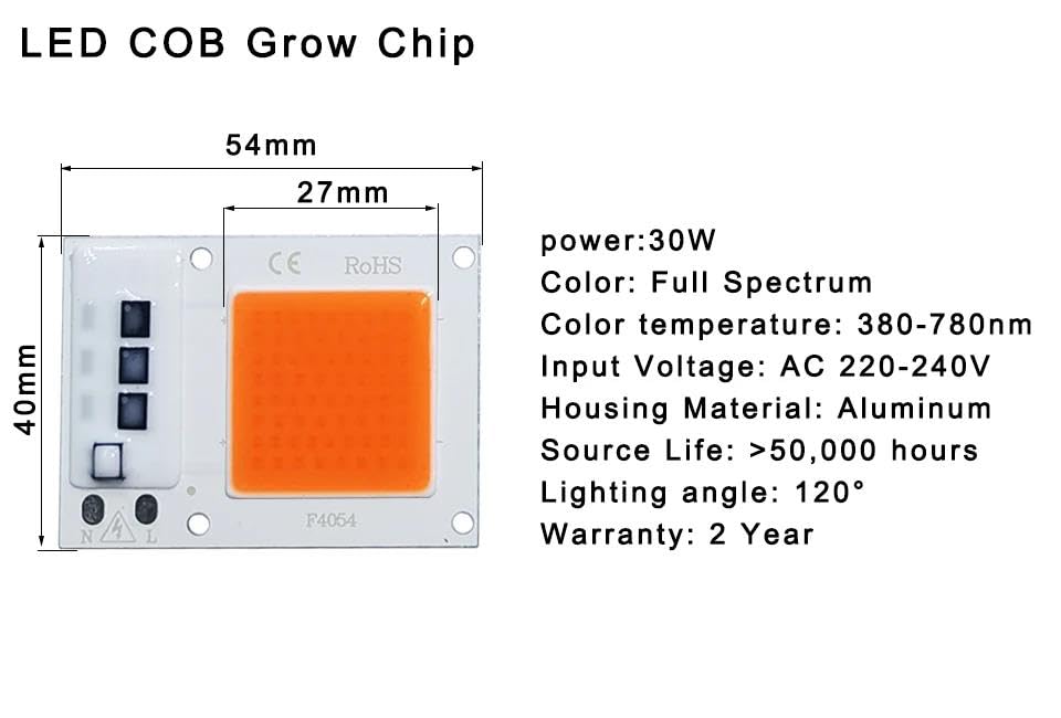 Lámpara Phyto Con Chip LED COB De Espectro Completo, CA 220V,Para Cultivo De Plántulas De Plantas De Interior Y Iluminación Para El Crecimiento De Flores,Crecer Ligero,50W 4 Piezas