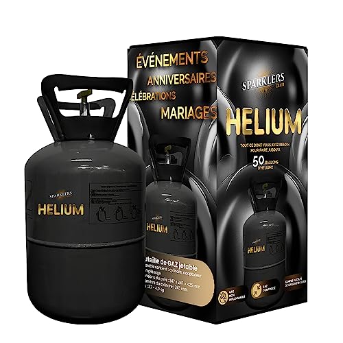 Hélium Grande Bouteille Gaz d'Hélium pour 50 Ballons - Bonbonne Jetable capacité 0,40m3 Idéale pour des Festivités, Anniversaires, Mariages et Fêtes -...