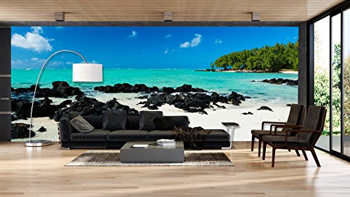 Fotomural Vinilo Pared Playa Rocosa | Fotomurales Pared | Fotomural Decorativo | Mural | Vinilo Decorativo | Varias Medidas 100 x 70 cm | Decoración comedores Salones | Motivos Paisajisticos