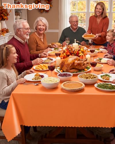 Image of NatNarr 6 Pcs Orange Plastic Tablecloth, Fall Halloween Table Cloths
