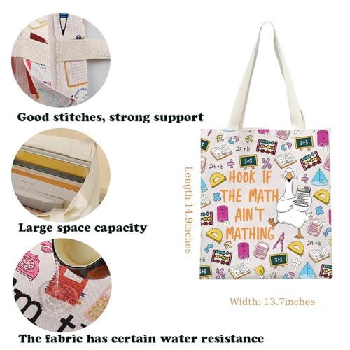 KUIYAI Silly Goose Math Teacher Appreciation Tote Bag Teacher Day Math Mathematics Lover Gift Hook If The Math Ain’t Mathing2