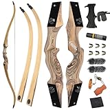 ZSHJGJR 60” Black Hunter Original Recurve Bow for Adults American Hunting Longbow Archery Bow 20-60lbs Right Handed for Archery Hunting Shooting Practice (Wood, 35lbs)